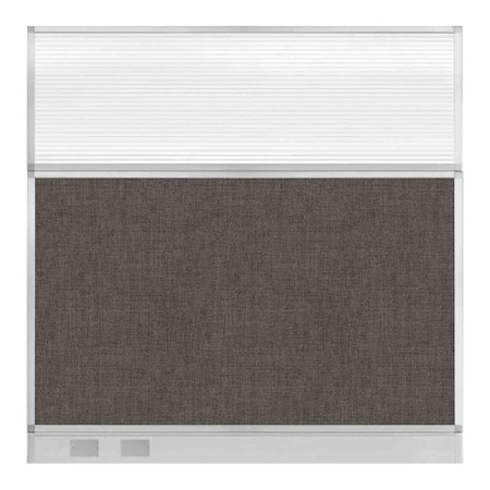 Versare Hush Panel Cubicle Partition 6' x 6' W/ Window Mocha Fabric Clear Fluted Window W/ Cable Channel 1812571-1